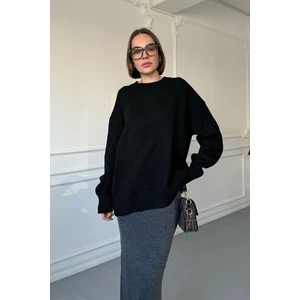 Bisiklet Yaka Basic Orijinal Kazak Siyah