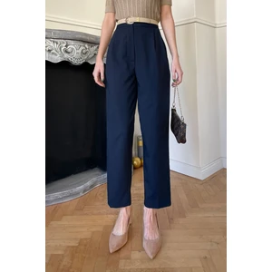 Kumaş Havuç Pantolon- Lacivert