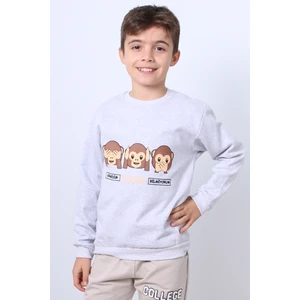 Erkek Çocuk Şardonlu Sweat Karakter Baskılı Ribanalı E34