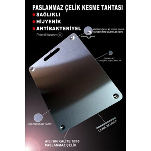Paslanmaz Çelik Kesme Tahtası ( Gömme Ayaklı - 304 )®Patentli - Antibakteriyel