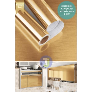Kendinden Yapışkanlı Metalik Folyo Mutfak Banyo Tezgah Duvar Dolap Masa Kaplama 60 cm  x 100 cm  Gold