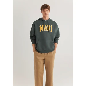 Mavi Logo Baskılı Kapüşonlu Yeşil Sweatshirt 067149-71598