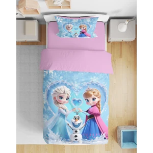 Erays Home Elsa ve Anna Frozen  3D Dijital Tek Kişilik Çarşafsız Nevresim Takımı Bebek Kız Nevresim Takımı