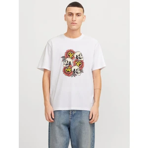 Jack & Jones Jack Jones Joranatomy Skull Tee Ss Crew Neck Ln Erkek Beyaz Tshirt 12272966-01