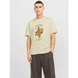 Jack & Jones Jack Jones Joranatomy Skull Tee Ss Crew Neck Ln Erkek Bej Tshirt 12272966-06
