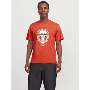 Jack & Jones Jack Jones Joranatomy Skull Tee Ss Crew Neck Ln Erkek Turuncu Tshirt 12272966-23