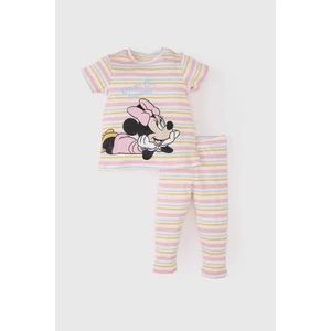 Kız Bebek Disney Mickey & Minnie Pijama Takımı Fitilli Kaşkorse Kısa Kollu Üst Beli Lastikli Uzun Alt E0767A525SM
