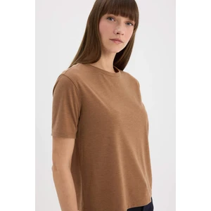 Relax Fit Bisiklet Yaka Simli Kumaş Kısa Kollu Tişört C1662AX25SP