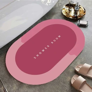 Büyük Boy Pembe Süper Su Emici Kaymaz Tabanlı Banyo Paspası 80 x 50 cm