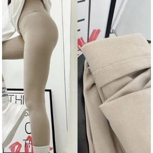 Zeliza Moda Evi Kadın Şardonlu Kışlık Içi Pamuklu Polarlı Yüksek Bel Toparlayıcı Iç Göstermez Dar Kalıp Kışlık Tayt