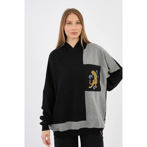 Alexander Gardi Oversize Renk Bloklu Kapüşonlu Sweatshirt (E20-152703)