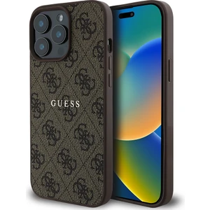 Apple iPhone 14 Pro Max Kılıf Guess  Lisanslı Magsafe Şarj Özellikli 4g Desen Yazı Logolu Kapak Kahverengi