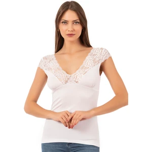 Özkan 24205 Kadın Pamuklu Kısa Kollu Dantelli Örme Atlet