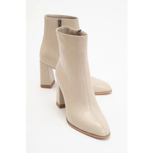 Jewel Bej Cilt Kadın Topuklu Bot