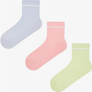 3 Çift Pamuklu Fırfırlı Soket Çorap