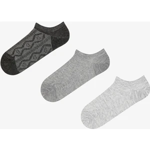 Heart Jacquard Gri 3lü Sneaker Çorap