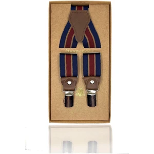 Lacivert - Bordo Renk Deri Bağlantılı Erkek Pantolon Askısı PAN257