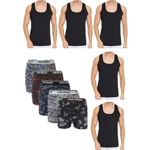 Erkek 5'li Desenli Pamuklu Likralı Boxer Atlet 5 Atlet 5 Boxer