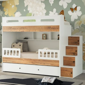 Çetin Ranza Berlin Yavrulu Ranza Çam & Beyaz Çelik Destekli Tamamı MDF