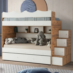 Çetin Ranza Bulut Yavrulu Ranza Beyaz & Ahşap Çelik Destekli Tamamı MDF