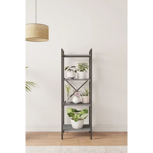 Nilamu Saksılık / 4 Raflı /  Metal Aksamlı / Açık Raf / Kitaplık / Organizer / Ofis / Ev / Dekoratif