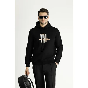 Kapüşonlu İçi Polarlı Baskılı Pamuklu Sweatshirt