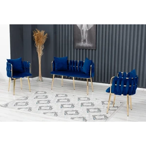 Sarmaşık Çay Seti Takımı Koltuk Takımı Oturma Odası Kafe Antre Hol Ofis 2+1+1 Gold Metal