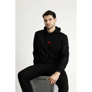 Kapüşonlu Nakışlı Pamuklu Sweatshirt