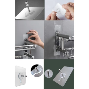 Pratik Askı Kancalı Duvar Askısı Kendinden Yapışkanlı Vidalı Askı 8 Adet