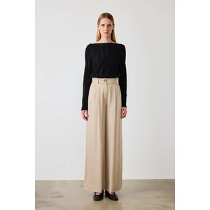 Beige Palazzo Geniş Paça Kadın Pantolon