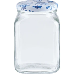 Rêve Bleu Fleur Kare Cam Kavanoz - 1600 ml