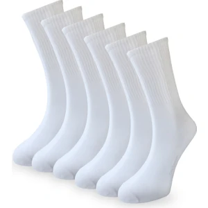 Çorap Çekmecesi Pamuklu Düz Beyaz Tenis Çorap 6'lı
