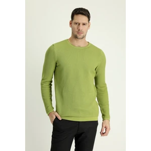 Bisiklet Yaka Slim Fit Dar Kesim Desenli Pamuklu Triko Kazak