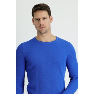 Bisiklet Yaka Slim Fit Dar Kesim Desenli Pamuklu Triko Kazak