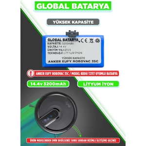 Global Batarya Anker Eufy Robovac 35C Uyumlu Robot Süpürge Bataryası 14.4v 3200mAh Li-ion Pil (Yüksek Kapasite)