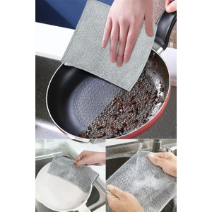 Telli Bulaşık Bezi Ovma Teli Pratik Çizmez Bulaşık Süngeri Çok Amaçlı Temizlik Süngeri