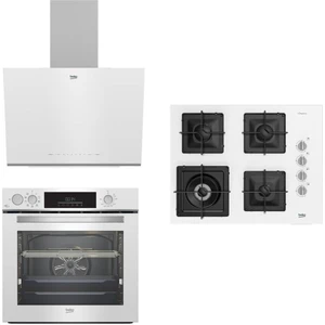 BFC631B-BOCDK6510EWB-BDE6062B Beyaz Cam Buhar Destekli Fitfry Wok Gözlü Ankastre Set