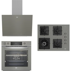 BFC631G-BOCK6510EWG-BDE6062G Gri Cam 9 Fonksiyonlu Buhar Destekli Fitfry (Airfry Özellikli) Wok Gözlü 3'lü Ankastre Set