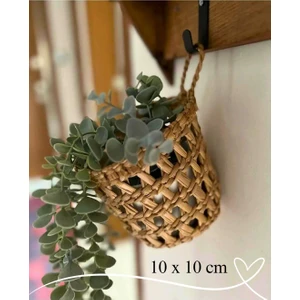 Ss Eral Koop Dekoratif Çok Amaçlı Doğal El Yapımı Hasır Saksı Sepet / 10 x 10 cm