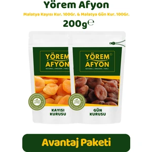 Yörem Afyon Meşhur Malatya Güneşte Kurutulmuş Etli Jumbo Boy Vegan Kayısı Kurusu Set | 200Gr.