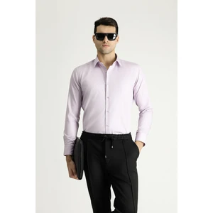 Uzun Kol Slim Fit Dar Kesim Pamuklu Non Iron Saten Klasik Gömlek