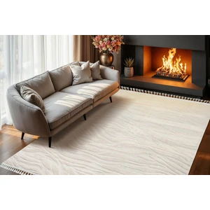 Alaçatı Püsküllü Halı 150X230 Hex Açık Bej