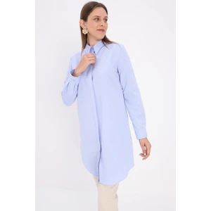 Mavi-Gizli Patlı Gömlek Tunik