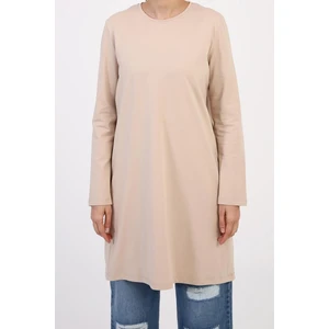 Bej-Büyük Beden Süprem Sweat Tunik