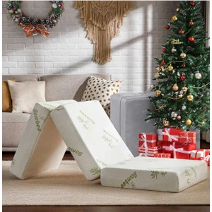 Bambu Katlanır Yatak, Yer Yatağı, Misafir Yatağı, Kamp Yatağı Sünger Katlanan Yatak 10CM Kalınlık