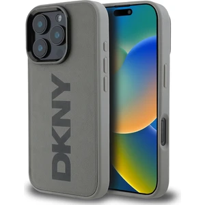 iPhone 16 Pro Kılıf Dkny Orjinal Lisanslı Magsafe Şarj Özellikli Pu Deri Plain Kapak Gri
