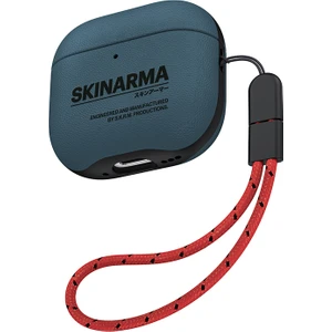 Airpods 4 Kılıf Skinarma Pu Deri Tasarımlı Spunk Kulaklık Kılıfı Mavi