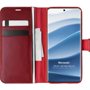 Xiaomi Redmi Note 14 Pro Plus Kılıf Delux Leather Wallet Kırmızı