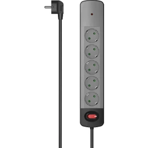 HM.223056 5'li Akım Korumalı Priz 1.5m, Siyah/gri