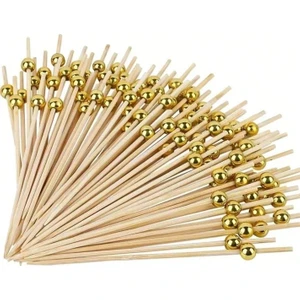 Modan Güzel Bambu Altın Top Kürdan 12 cm